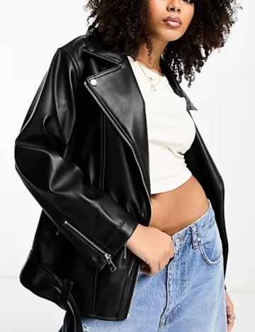 Geacă Imitație Piele ASOS, negru