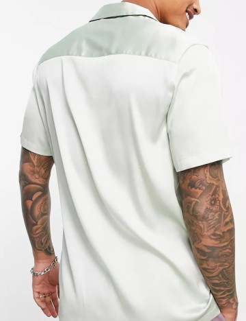 Cămașă cu m&acirc;necă scurtă ASOS, verde