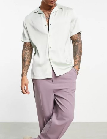 Cămașă cu m&acirc;necă scurtă ASOS, verde