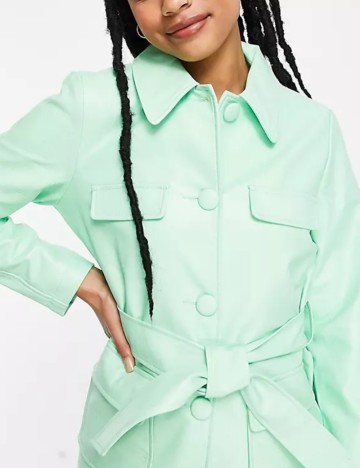 Jachetă imitație de piele Miss Selfridge, verde
