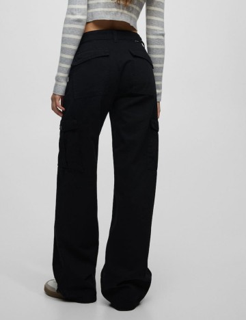 Pantaloni cargo Pull&Bear, negru