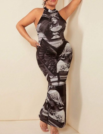 Rochie maxi Shein Curve+, mix culori