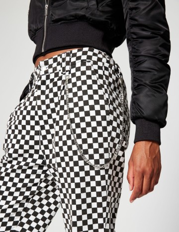 Pantaloni cargo Jennyfer, alb-negru