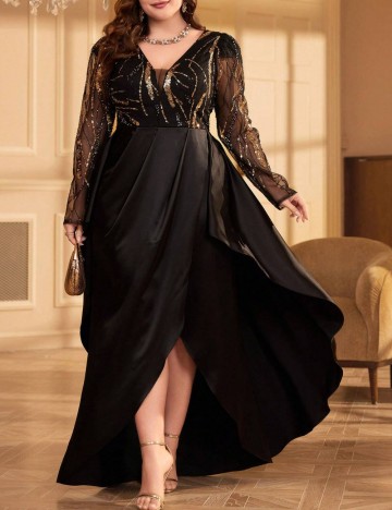 Rochie maxi Shein Curve+, negru