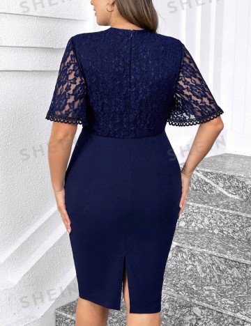 Rochie midi Shein Curve+, bleumarin