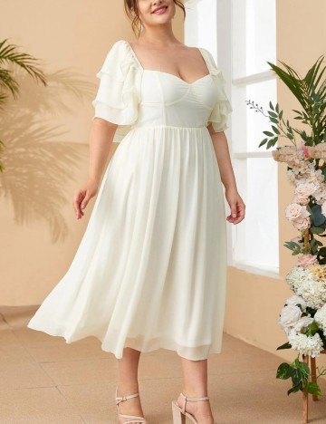 Rochie maxi Shein Curve+, crem