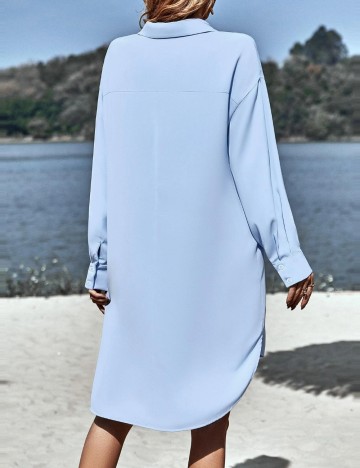 Rochie tip cămașă Shein, albastru