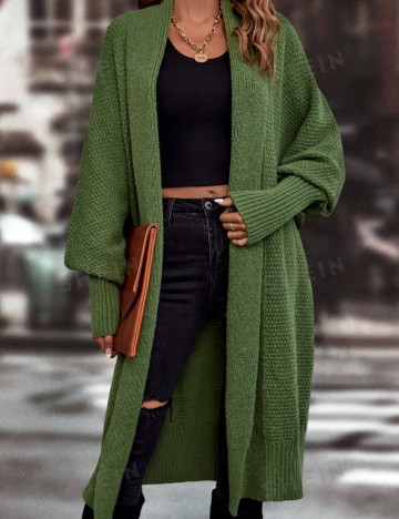 Cardigan lung Shein Curve+, verde