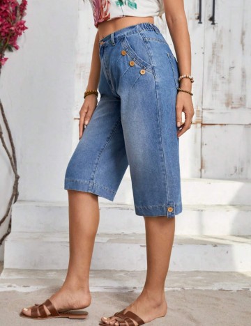 Pantaloni 3/4 Shein, albastru