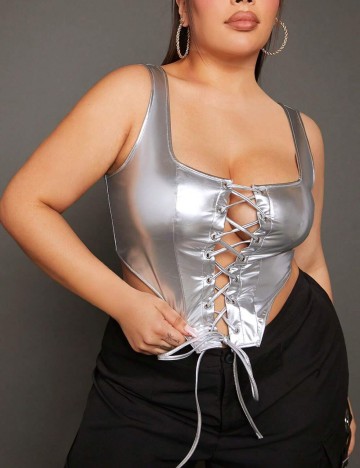 Top Shein Curve+, argintiu