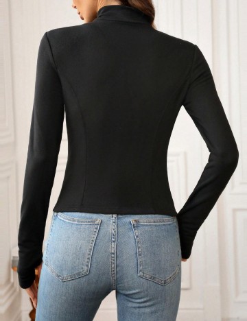 Bluză cu fermoar Shein, negru