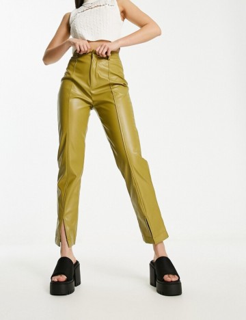Pantaloni imitație din piele Heartbreak, verde