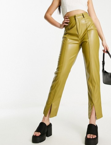 Pantaloni imitație din piele Heartbreak, verde
