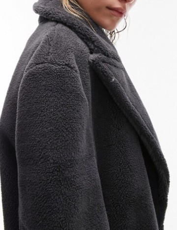 Palton de blană Topshop, gri
