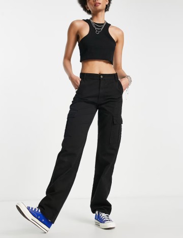 Pantaloni cargo Stradivarius, negru