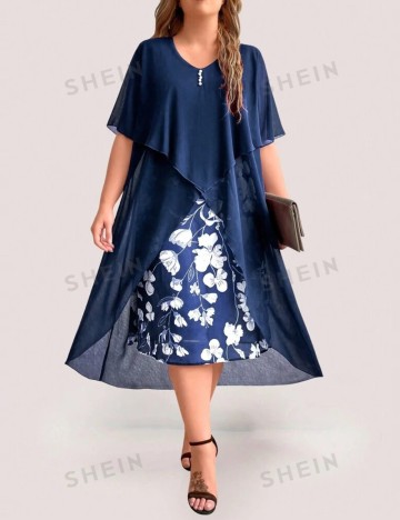 Rochie midi Shein Curve+, albastru