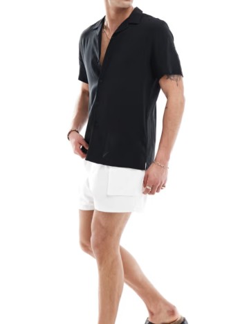 Cămașă cu mânecă scurtă ASOS, negru