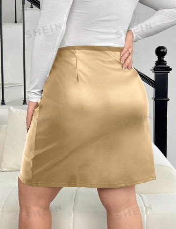 Fustă Imitație Piele Shein Curve+, auriu