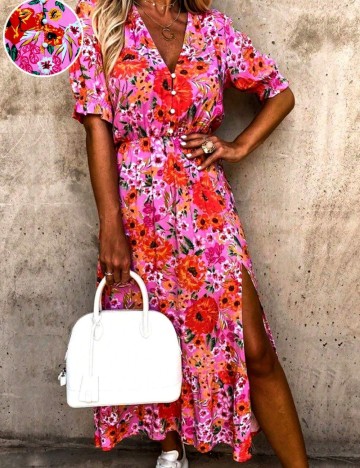 Rochie maxi Shein Curve+, mix culori