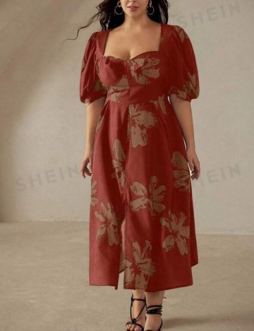 Rochie midi Shein Curve+, mix culori