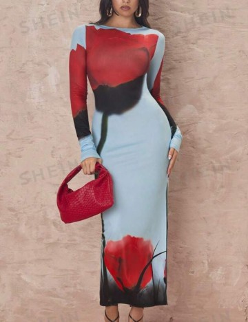 Rochie midi Shein, mix culori