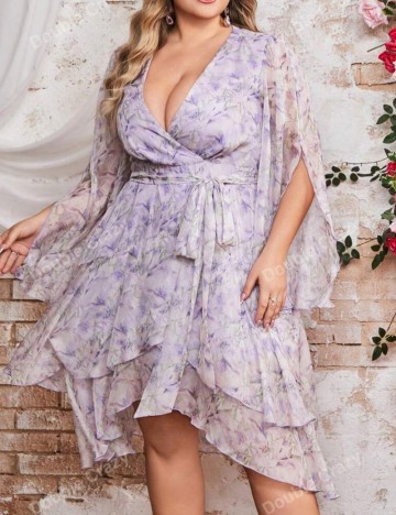 Rochie midi Shein Curve+, mix culori