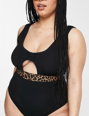 Costum de baie întreg Wolf & Whistle, negru