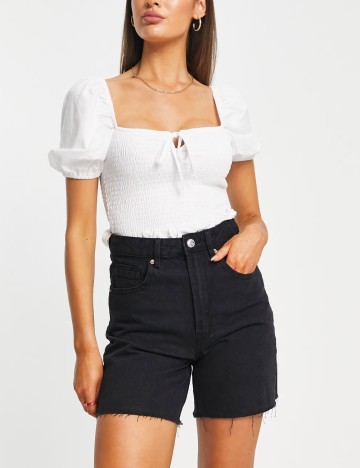 Pantaloni scurți de blugi Stradivarius, negru