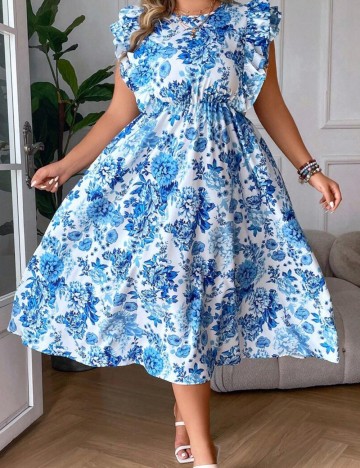 Rochie midi Shein Curve+, mix culori