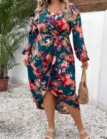 Rochie midi Shein Curve+, mix culori