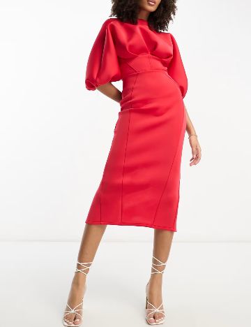 Rochie midi ASOS, roșu