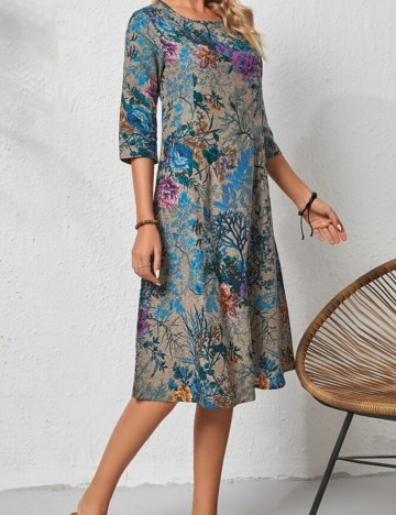 Rochie midi Shein, mix culori