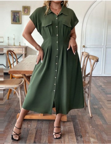 Rochie midi Shein Curve+, verde