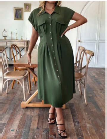 Rochie midi Shein Curve+, verde