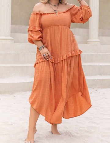 Rochie midi Shein Curve+, portocaliu