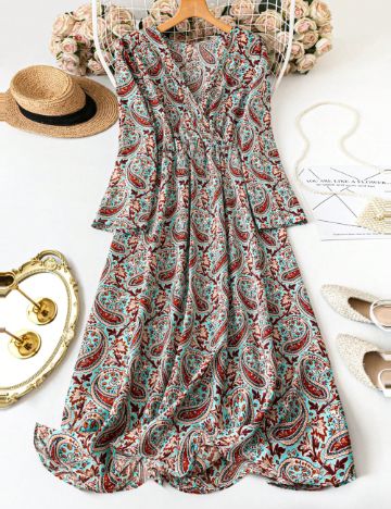 Rochie midi Shein Curve+, mix culori