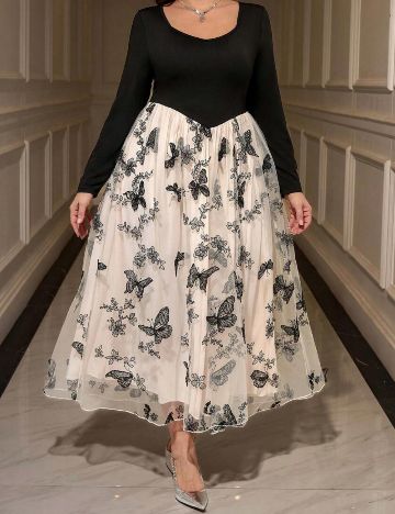 Rochie maxi Shein Curve+, mix culori