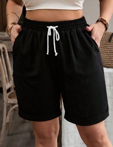 Pantaloni scurți Shein Curve+, negru