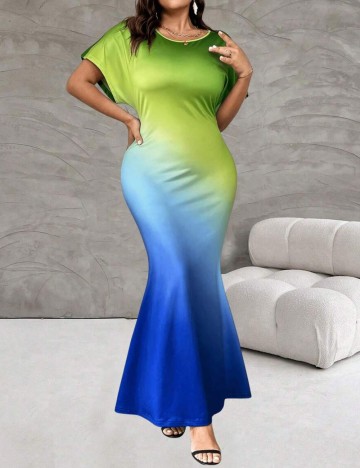 Rochie maxi Shein Curve+, mix culori