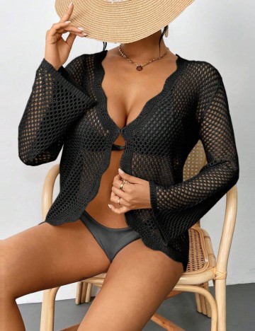 Cardigan de plajă Shein, negru