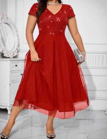 Rochie midi Shein Curve+, roșu