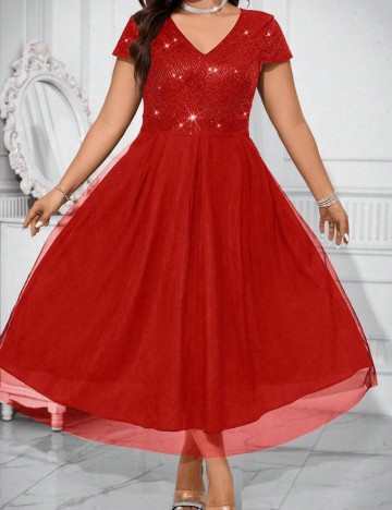 Rochie midi Shein Curve+, roșu