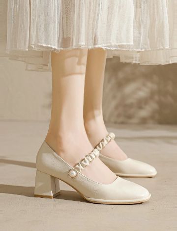 Pantofi cu toc Shein, crem