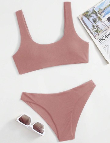 Costum de baie Shein, roz prafuit