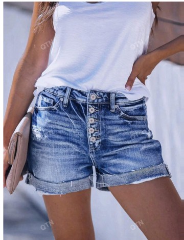 Pantaloni scurți de blugi Shein, albastru