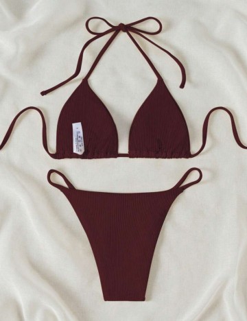 Costum de baie Shein, burgundy