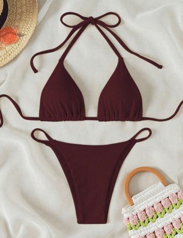 Costum de baie Shein, burgundy