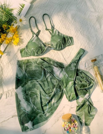 Set costum de baie și fustă Shein, mix culori