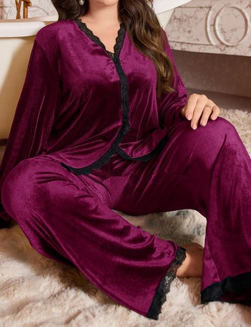 Compleu pijamale Shein Curve+, vișiniu