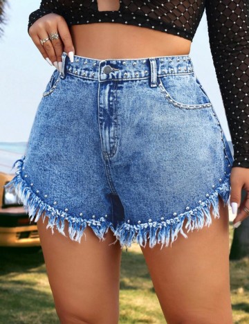 Pantaloni scurți Shein Curve+, albastru